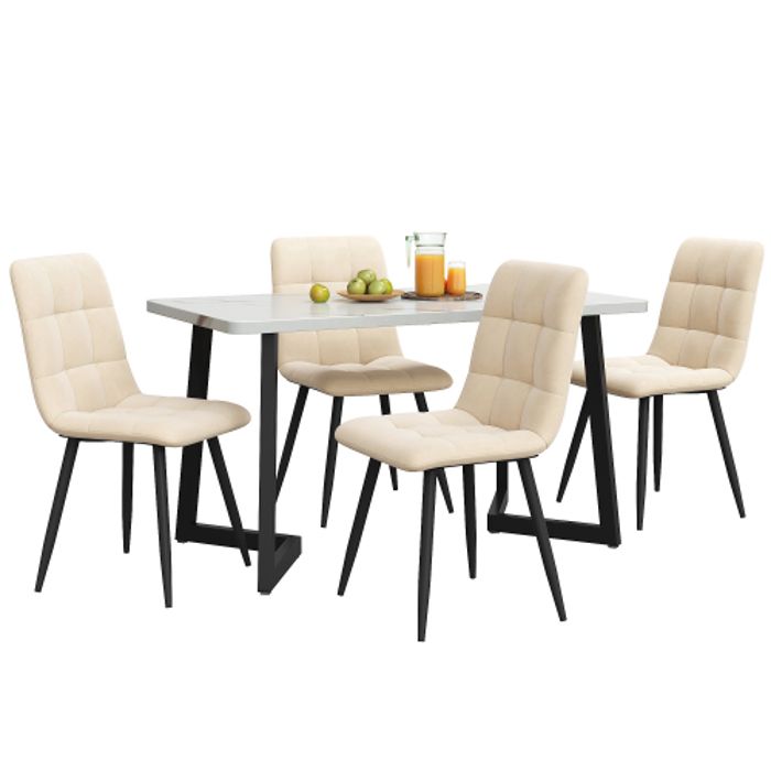 Table de salle à manger - MUVOE - Rectangulaire - 4 places - Métal - Beige