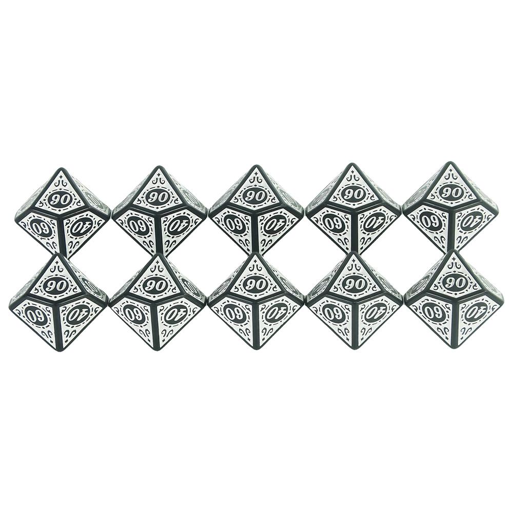 D10(00-90) Dice Polyhedral Dice for DND Party Board Games, 10PCS D10 Multi-sided Dice