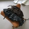 Hip-hop Layer Outfits Plaid Skirt Shirt Extender Ruffled Edge Waistband  Jeans Decor