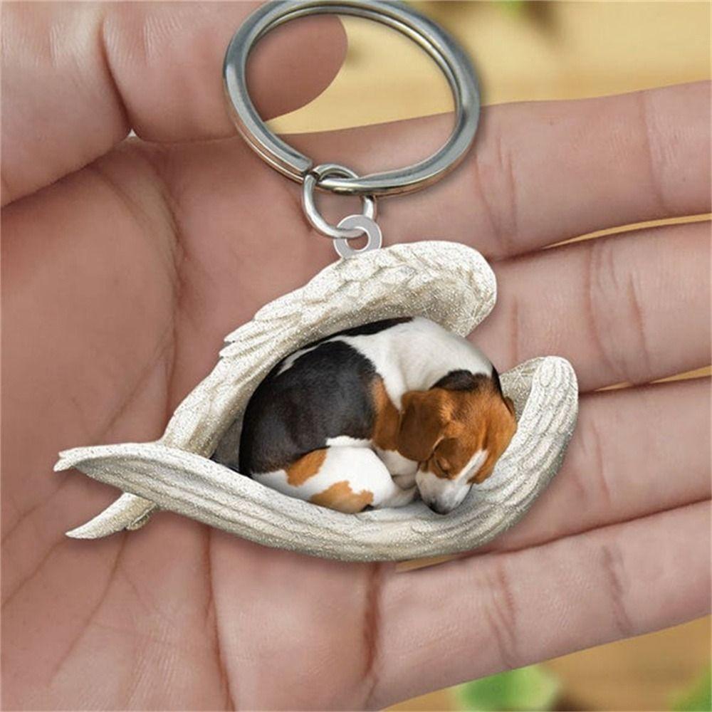 Gift Sleeping Angel Keyring For Women Animal Keychain Dog Key Chains Dog Pendant Car Keyring