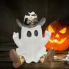 Halloween Cowboy Ghost Statue Resin Ghost Figurine In Cowboy Boots Hat Tabletop Ghost Decoration for Home Party Centerpiece Mantel