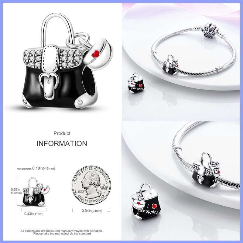 Мода Стерлингового Серебра 925 Сумочка Чемодан Подвески Бусины Подходит Fasion 925 Браслеты Изысканный Юбилей DIY Изготовление Ювелирных Изделий