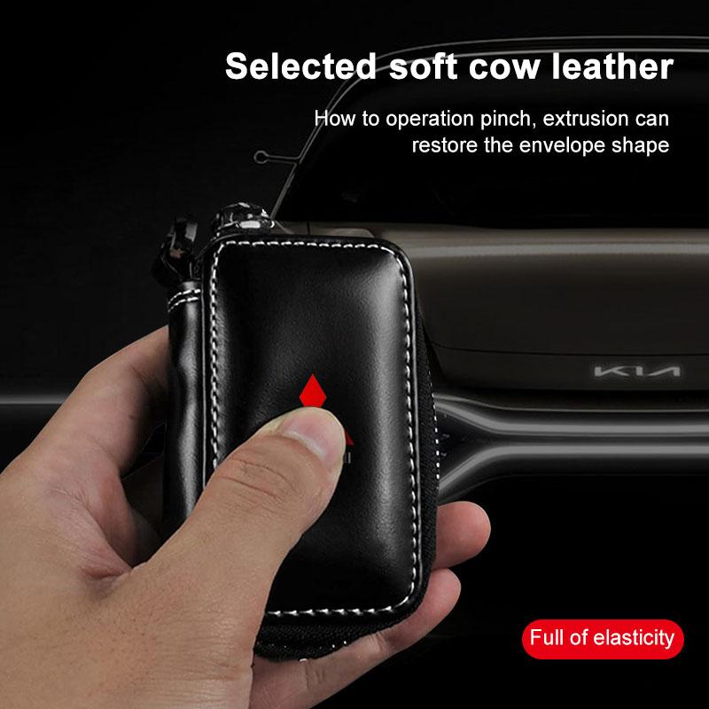 Leather Emblem Car Key Case Keychain Zipper Key Case Bag for Mitsubishi Outlander Lancer 9 ASX RALLIART Eclipse Center Hub Cap hbsh24