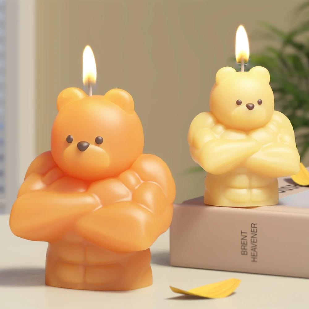 Силиконовые формы для смолы 'Мышечный Медведь' 3D Милый Медведь-Бодибилдер Силиконовые Формы для Смолы, Свечей, Мыла, для Воска, Цемента, Поделок, Декора Дома