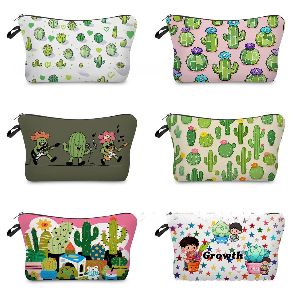 Женская косметичка с принтом кактуса Органайзер для туалетных принадлежностей Дорожный кейс для хранения 6880