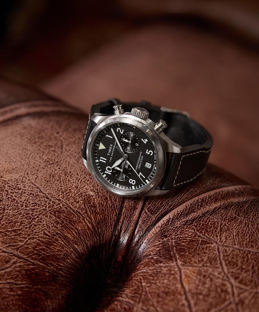 Taimaegseu Waterbury Ace Chronograph Men'S Leather Watch 41Mm