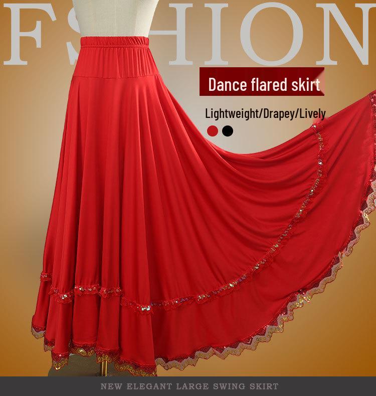 Square Dance Stage Costume: High Waist Ethnic Swing Skirt for Women (Adult, Spring/Summer)