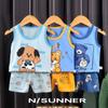 Kids Vest Set Summer Cotton Girls and Boys Vest + Shorts Set