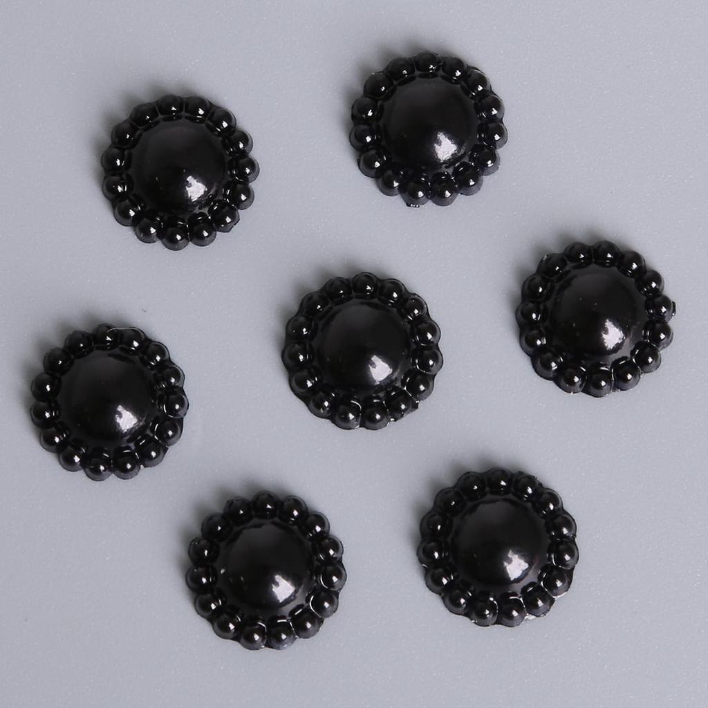 50pcs/bag 12mm Colorful Lacy Half Round Flat Beaded DIY Jewelry Handmade Accessories