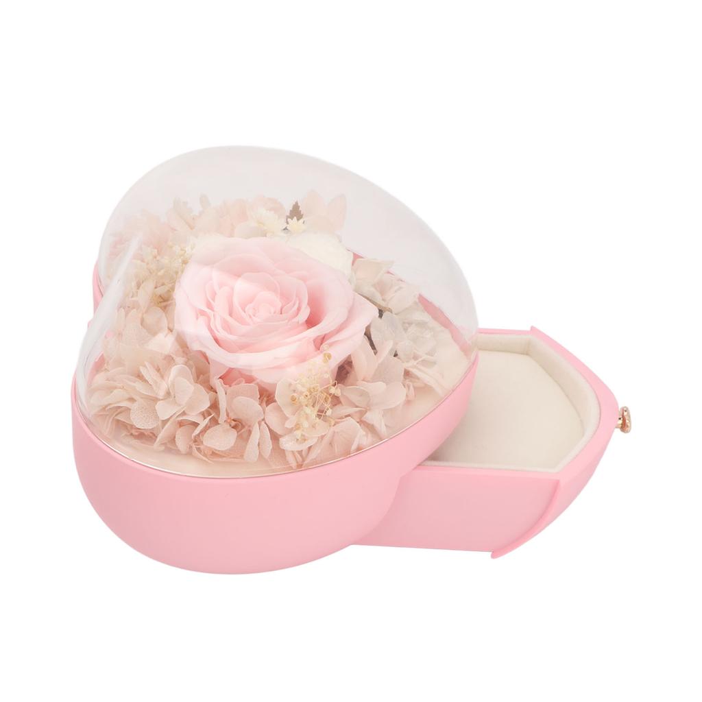 Шкатулка для украшений в форме сердца, свадебная, с сохраненным цветком, для хранения ожерелий и колец, органайзер для женщин