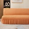 Solid Color Seersucker Fabric All Without Armless Sofa Bed Cover With Skirt Slipcover Fitted Couch Cover Washable Elastic Fabric
