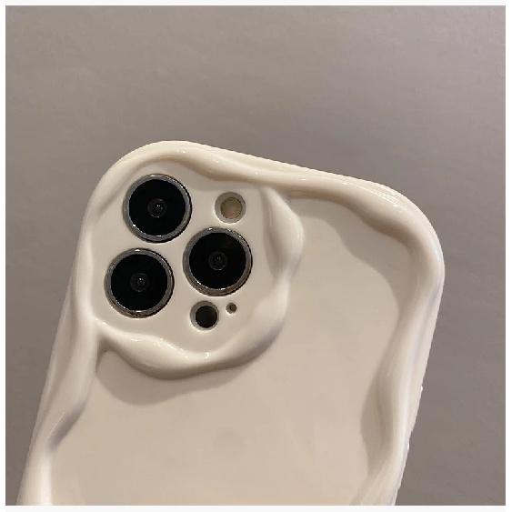 Fashion Wave Pattern Solid Color Cream Case For iPhone 15 Pro Max 14 Plus 13 12 11 Pro X XR Xs Max 7 8 SE 2022 Soft Clear TPU Phone Case