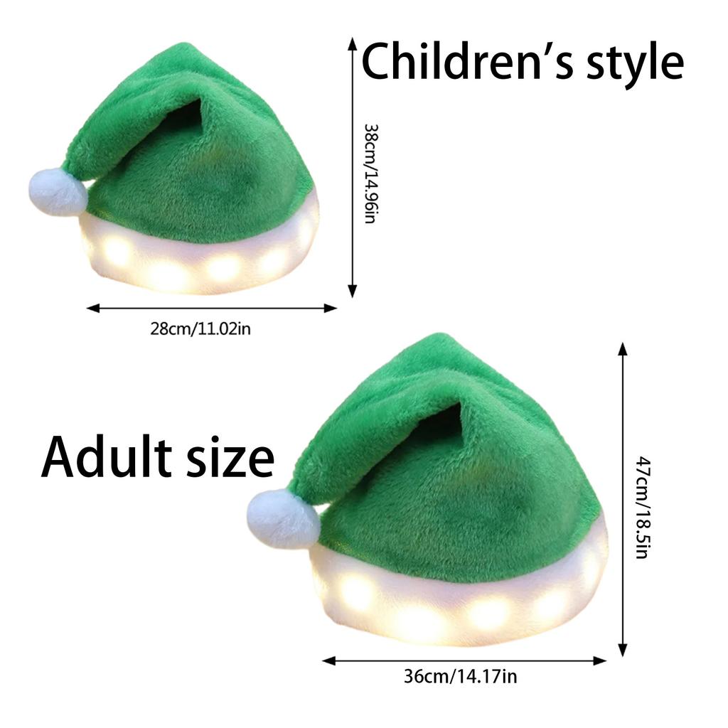 Plush Santa Hat for Christmas Party Gathering Seasonal Holiday Props Santa Cap Festival Decoration Lightup Santa Hat