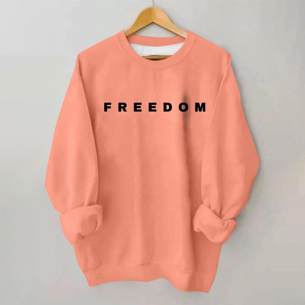 Women's Loose And Comfortable Round Neck Long Sleeved Sweatshirt With Printed Text