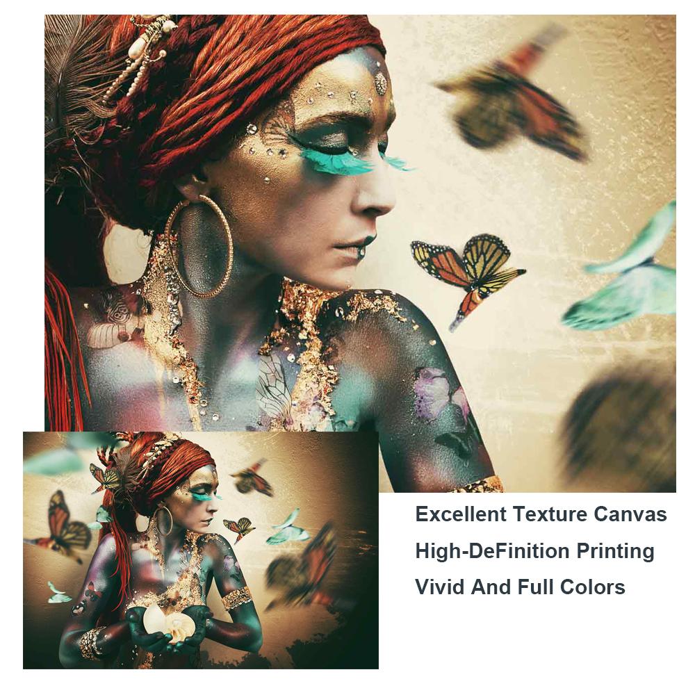 Африканская женщина с бабочкой, холст, картины на стене, художественные постеры и принты, красочная черная девушка, предметы интерьера