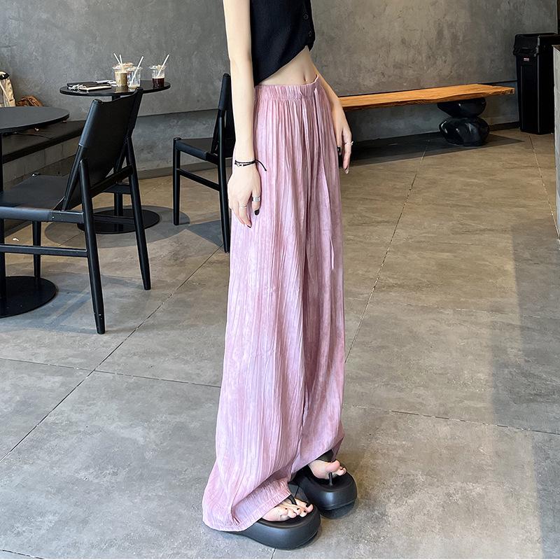 Женские широкие брюки из шелка Ice Silk с высокой талией и принтом тай-дай — облегающие, стильные и с защитой от солнца для лета