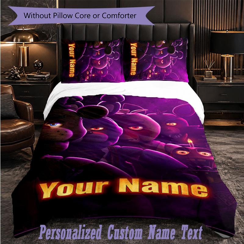 Personalized 3Pcs Bedding SetFive Nights at Freddy’s Custom Text Duvet Cover Pillowcase Set Bedroom Gift