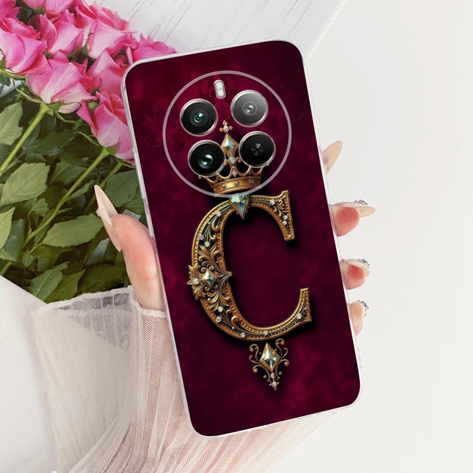Для Realme 12+ 12X 12 5G Чехол для телефона с королевской короной и инициалами для пары Для Realme12 5G 12Plus 12X Мягкий силиконовый TPU Чехол-бампер