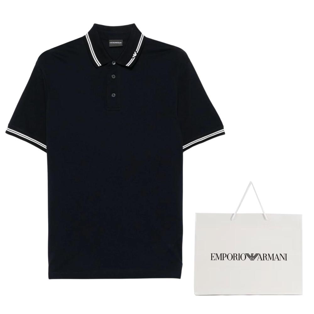EMPORIO ARMANI Piped Collar Piqué Polo Shirt EM000852-AF12955-FB274