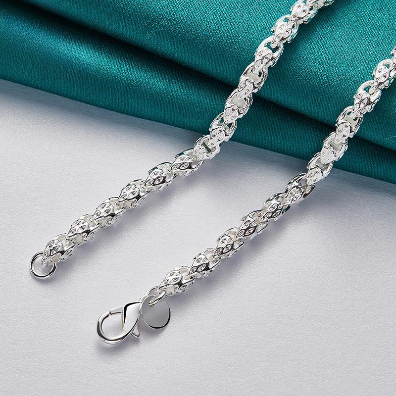 Ожерелье из стерлингового серебра 925 пробы с бисером 20/24 дюйма, цепочка для женщин и мужчин, свадебные украшения для помолвки и вечеринки