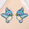 1 Pair Blue  Animal Cloth Stickers Cartoon Bird Embroidery Patches DlY Clothing Accessories 10.5*8.5CM