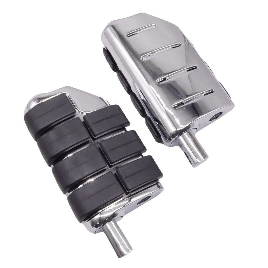 ZCJSZP 1 Pair Foot Peg Mount, Footrest, Foot Peg, Suitable for Softail Dyna, Sportster XL (Style 2 Silver)