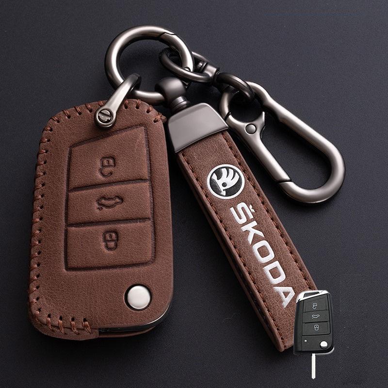 NTHX6 Car Remote Key Fob Case Cover Protector Holder Shell For Skoda Octavia A5 A7 Fabia Superb Kodiaq Karoq Auto Keychain Accessories
