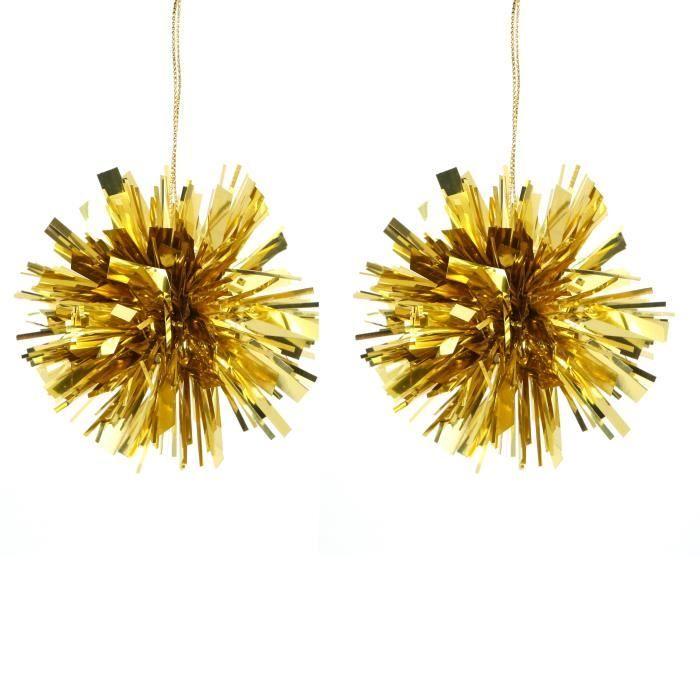 Set De 2 Pompons De Noël - 1001kdo - Asymétrique - Doré - 7 Cm - À Suspendre