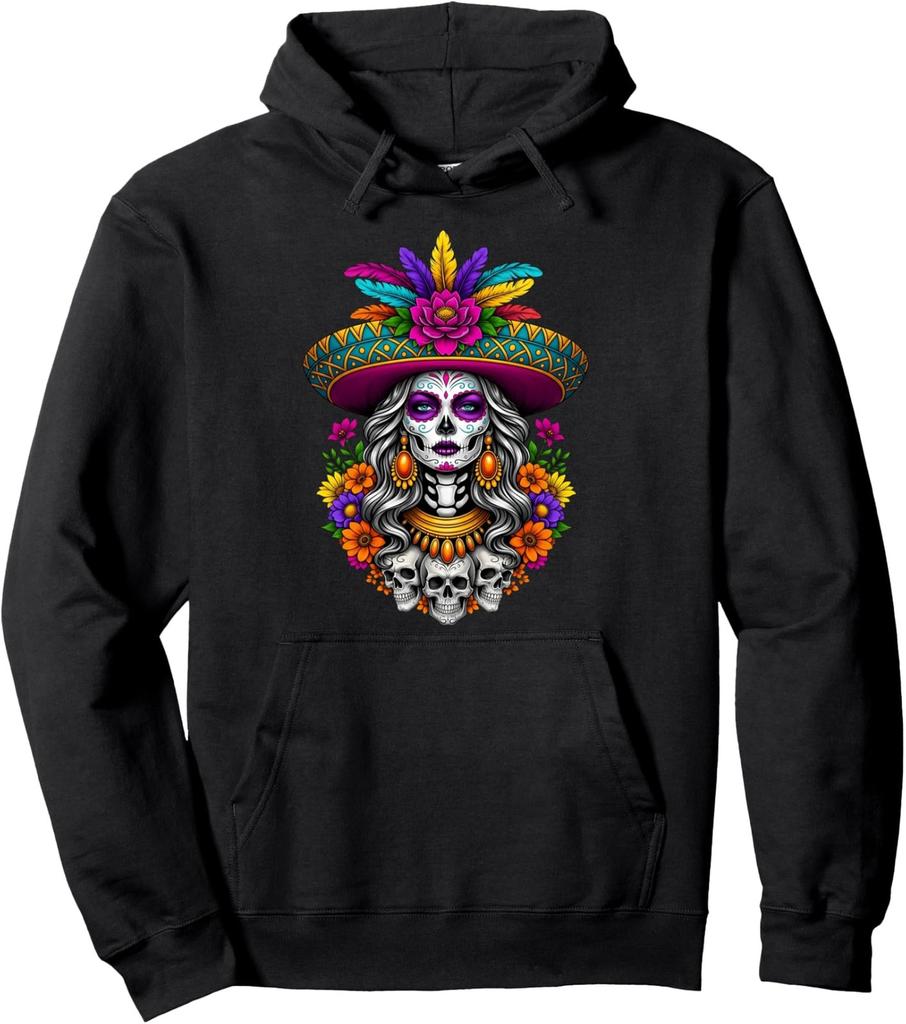 Dia De Los Muertos Day of The Dead Sugar Skull Unisex Hooded Sweatshirt