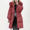 Женская однотонная хлопковая куртка-пуховик средней длины с большим воротником и хлопковой курткой