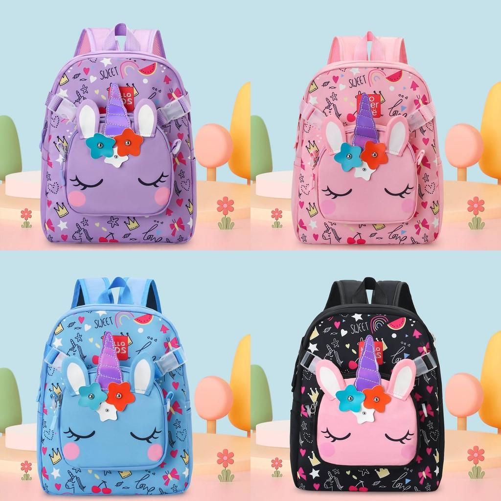 Charming Unicorn Print Kids Backpack Ideal For School Spacious Design With Breathable Material