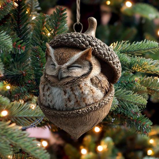 1/6Pcs Car Pendant Charming Squirrel Hedgehog Fox Acorn Acrylic Ornaments Christmas Tree Tabletop Car Accents Holiday