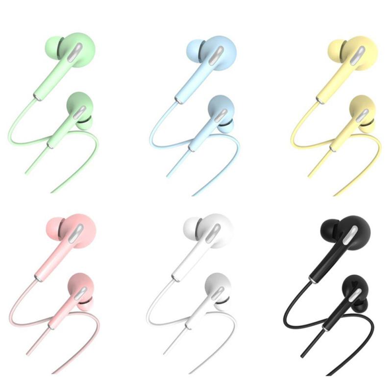 Wired Headphones Bass In Ear Headphone With Mic Music Earbuds 3.5mm Stereo Gaming Headset Dynamic Macaron Color Gifts