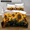 Yellow Sunflower King Queen Bedding Set Blossom Flowers Duvet Cover Blue Butterfly Floral Quilt Cover Polyester Comforter Cover