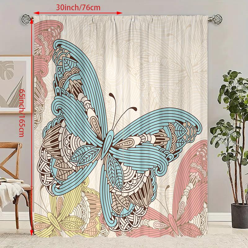 2 шт. - Бабочка - занавеска с принтом - материал полиэстер - для спальни, гостиной, кабинета, занавеска, препятствующая приватности