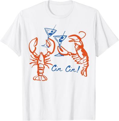 Мартини Красный Лобстер Эстетика Рыбака Летняя Футболка унисекс
