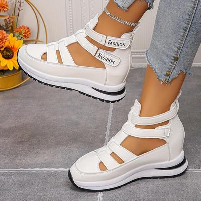 Женские сандалии на толстой платформе, амортизирующая стелька, надежный ремешок, нескользящая резиновая подошва, закрытый носок, летняя формальная обувь, белая обувь для мероприятий