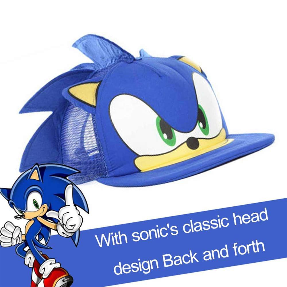 Бейсболка с принтом Соника для мальчиков и девочек, регулируемая, синяя