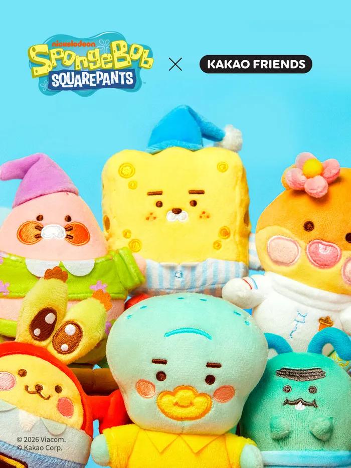 Губка Боб x Kakao Friends Малыш Мистер. Ключница-кукла Крабс_Маленький Музи