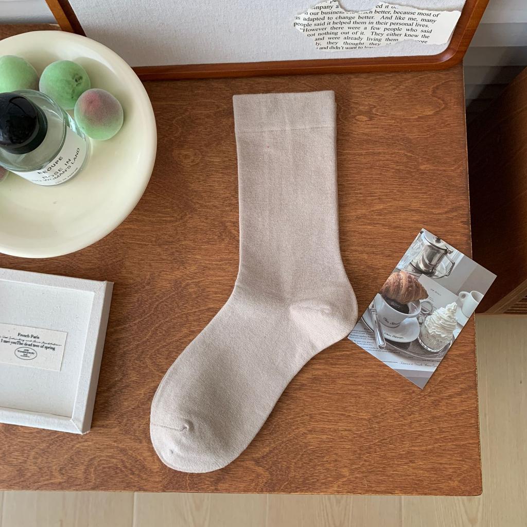 1/5/10 Pairs of Women's Mid-tube Socks Solid Color Casual Socks Cotton Socks