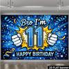 2D plane 11th birthday party backdrop cloth with cartoon style explosion of fists theme