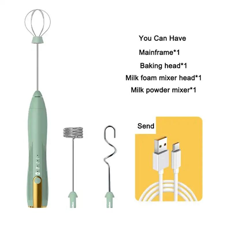 Электрический венчик 3-в-1, 3 регулируемых скорости, электрический бытовой венчик для яиц, ручной мини-пенопласт, миксер