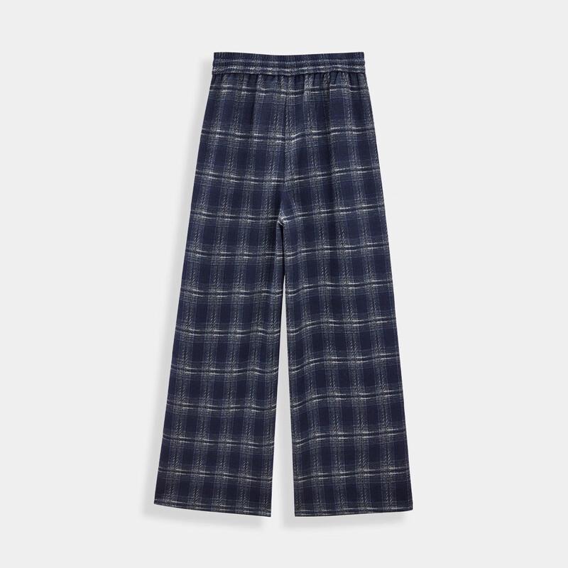 IEF 2025 Winter Fleece-Lined Vintage Plaid Wide-Leg Pants