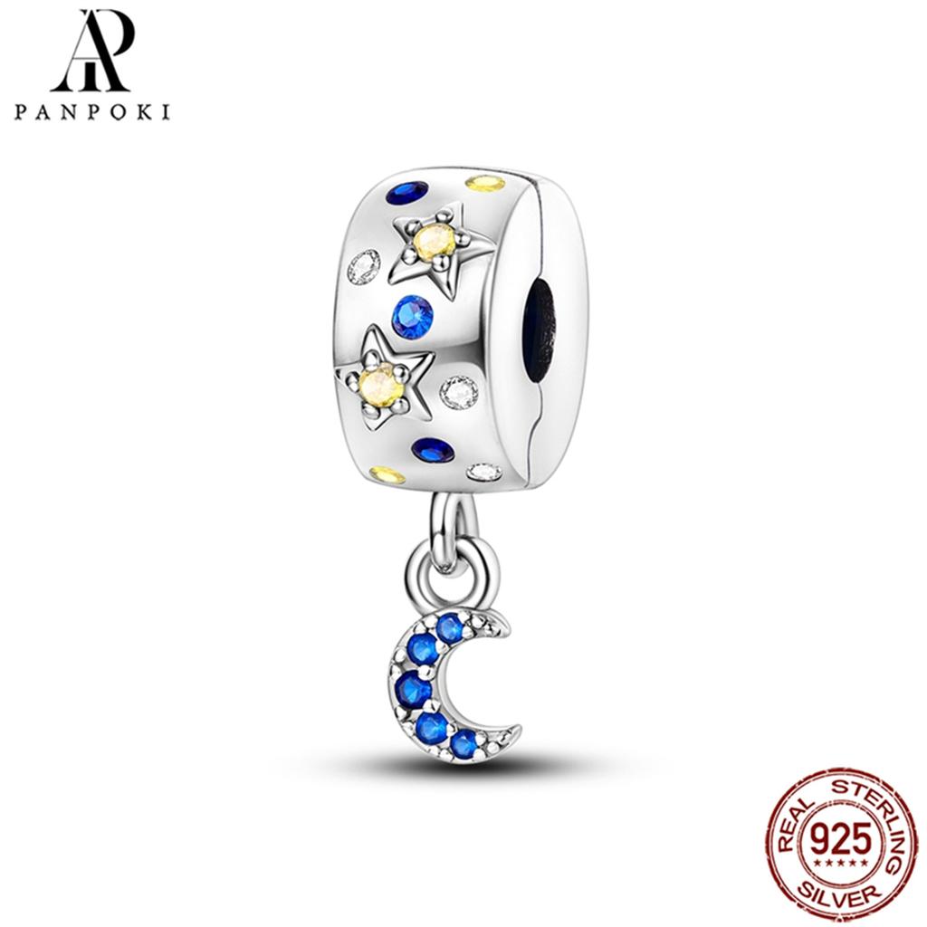 PANPOKI SS925 Sterling Silver Fixed Clip Stopper Beads Fit Bracelets Necklace NEW Luxury Women Gift DIY Jewelry Making
