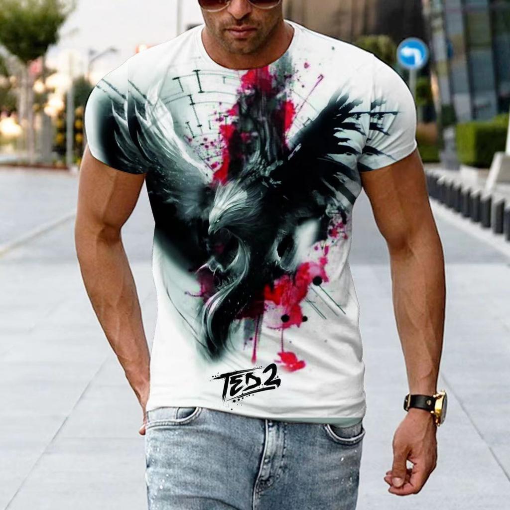 Летние мужские футболки с короткими рукавами, топы с 3D принтом, повседневная винтажная футболка в стиле Харадзюку, одежда больших размеров