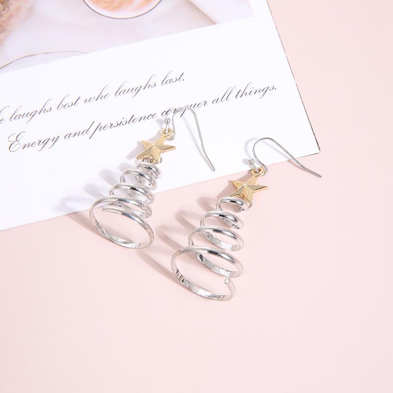 Рождественская серия Простые продвинутые вращающиеся серьги-подвески в виде рождественской звезды для женщин, креативные персонализированные подарки для девушек