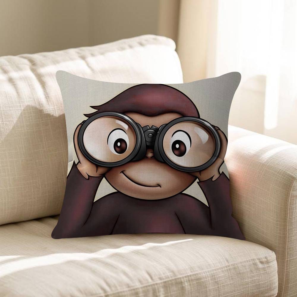 Curious GGeorge Monkey Cushion Cover Pillowcase Upholstery Sofa Throw Pillow Home Decor Pillowcas