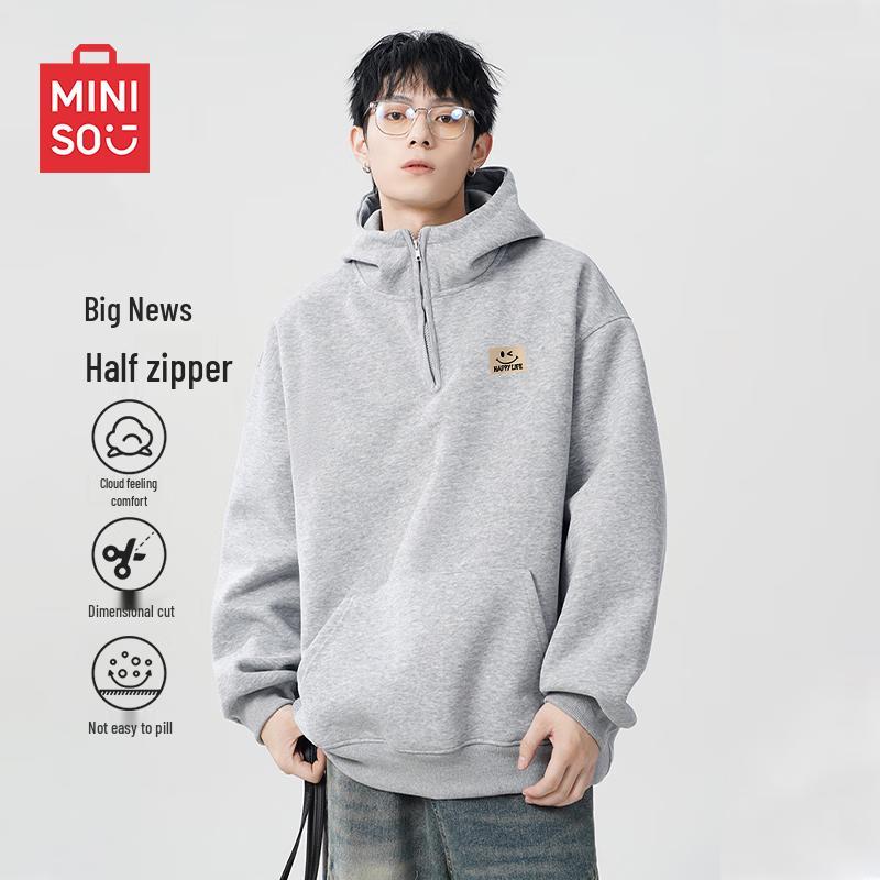 MINISO Men's Autumn Half-Zip Hooded Pullover