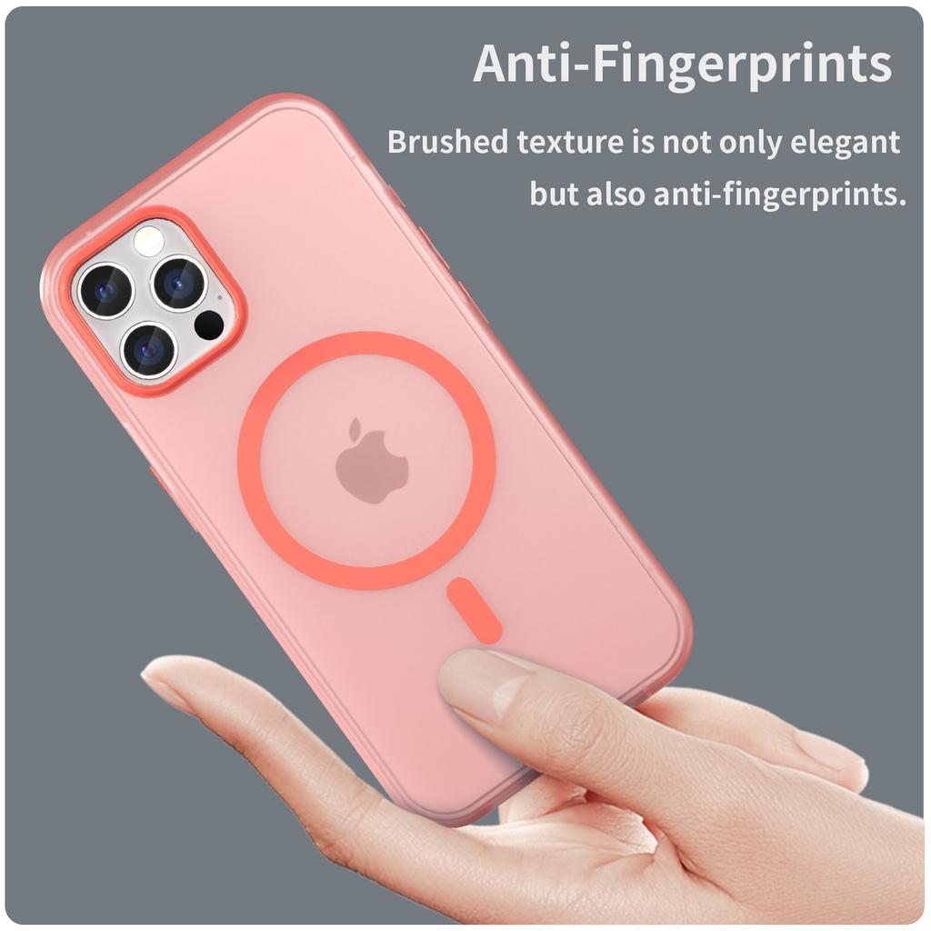 For iPhone 12 Pro 6.1 inch/12 6.1 inch Translucent Matte Cover TPU+PC Phone Case Compatible with MagSafe