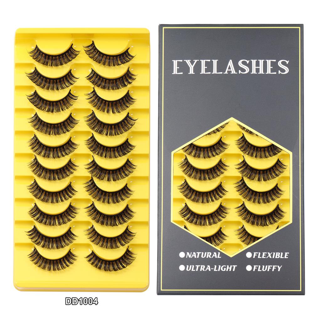10 пар накладных ресниц в коробке, естественно мягкие и густые ресницы, ресницы из искусственного химического волокна